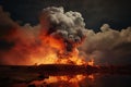 a large explosion with smoke and clouds Royalty Free Stock Photo