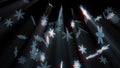Large falling crystal snowflakes, computer generated. 3d rendering winter backdrop