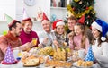 Large family eating Christmas dinner Royalty Free Stock Photo