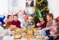 Large family eating Christmas dinner Royalty Free Stock Photo