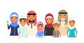 Large family of ethnic Arabs. Portrait style. Grandmother, grandfather, mother, father, brothers and sisters. Different Royalty Free Stock Photo