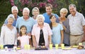 Large Family Group Celebrating Birthday Outdoors Royalty Free Stock Photo