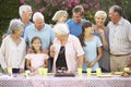 Large Family Group Celebrating Birthday Outdoors Royalty Free Stock Photo
