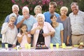 Large Family Group Celebrating Birthday Outdoors Royalty Free Stock Photo
