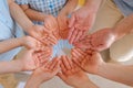 Large family holds palms their hands together, concept happiness in the family Royalty Free Stock Photo