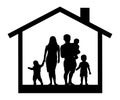 Large family house silhouette Royalty Free Stock Photo
