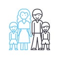 large family line icon, outline symbol, vector illustration, concept sign Royalty Free Stock Photo