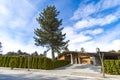 Large farm country house with gravel driveway Royalty Free Stock Photo