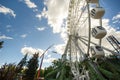 Large Ferris wheel on a blue sky background, close-up. The city of St. Petersburg amusement Park Royalty Free Stock Photo