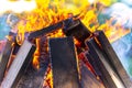 A large fire made of planks Royalty Free Stock Photo