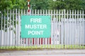 Large fire muster point green sign