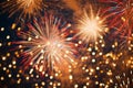 Large fireworks colourful gold festive celebrate dark event exploding glow party new year atmosphere illuminated sparks