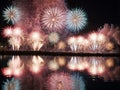 A Large Fireworks Is Lit Up The Sky. Generative AI