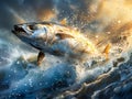 A large fish jumping out of the water Royalty Free Stock Photo