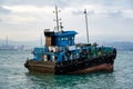 Large fishing boats docked by the sea in Hong Kong Royalty Free Stock Photo