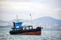 Large fishing boats docked by the sea in Hong Kong Royalty Free Stock Photo