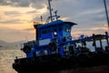 Large fishing boats docked by the sea in Hong Kong Royalty Free Stock Photo