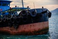 Large fishing boats docked by the sea in Hong Kong Royalty Free Stock Photo