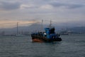 Large fishing boats docked by the sea in Hong Kong Royalty Free Stock Photo