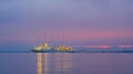 Large five-masted passenger ship schooner in the Bay