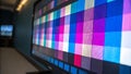 Large flat-screen display showing a color test pattern Royalty Free Stock Photo