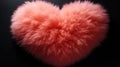 A large fluffy heart shaped object on a black background, AI Royalty Free Stock Photo