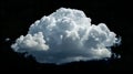 Large fluffy white cumulus cloud against a solid black background image Royalty Free Stock Photo