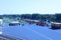 Large forklifts in the river port in Melnik, Czech Republic