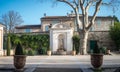 Large  formal courtyard garden, Perne les fontaines, provence south of France Royalty Free Stock Photo