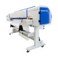 Large format ink jet printer on white background. Vinyl printout machine for use in sticker or poster billboard industry