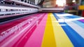 Large format printer producing vibrant multicolored stripes Royalty Free Stock Photo