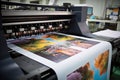 Large format printing machine in operation. Industry Royalty Free Stock Photo