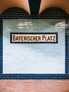 Large format shot of interior signage for Bayerischer Platz U-Bahn station, Berlin, Germany Royalty Free Stock Photo