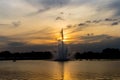 A large fountain in Suan Luang park on background, of sky nature.