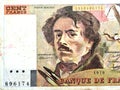 obverse side of 100 one hundred French cent francs banknote currency 1979 by Bank of France features portrait of EugÃÂ¨ne Delacroix