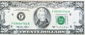 Large fragment of the Obverse side of 20 twenty dollars bill banknote series 1995 with the portrait of president Andrew Jackson, Royalty Free Stock Photo