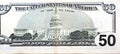 reverse side of 50 fifty dollars bill banknote series 1996 with a vignette of the U.S. Capitol showing the east front