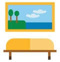 A framed picture in the living room vector or color illustration
