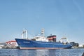 Large freezer fishing trawler, vessel IOSIF SHMELKIN on the Pregolya river, Kaliningrad. Russia