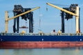 Large gantry cranes for loading and unloading cargo at Port Everglades - Fort Lauderdale, Florida, USA Royalty Free Stock Photo