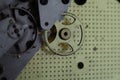 Large gear in the clock. Clockwork inside. Detail of the clockwork. Royalty Free Stock Photo
