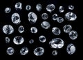 Large gemstones and small gemstones isolated on black background Royalty Free Stock Photo