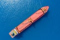 Large general cargo ship, Top down aerial.