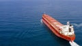 Large general cargo ship, Top down aerial.