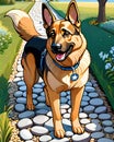 Large German Shepherd canine outdoor path