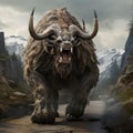 Beast Of Bray Road: Textured Illustration Of A Powerful Horned Creature