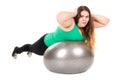 Large girl with exercise ball