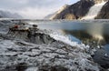 A large glacier lake on Fedtschenko glacier, Pamir, Tadshikistan, Middle Asia