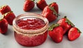 large glass with homemade strawberry jam