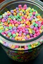 Large Glass Jar of Candy Hearts Royalty Free Stock Photo